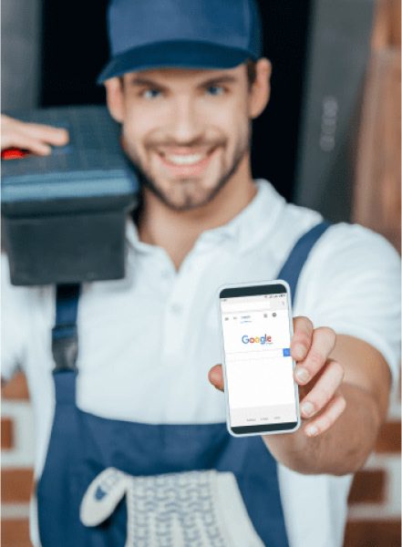 Business-Owner-Showing-Google-My-Business-Page Business owner showing google my business page